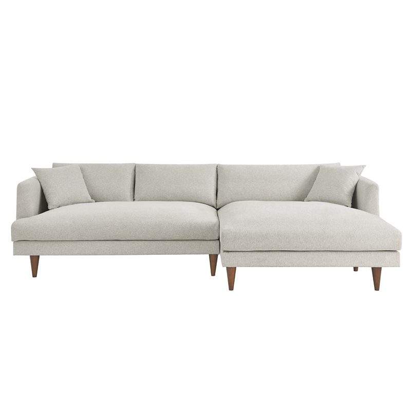 Modway 2-Piece Right-Facing Fabric Sectional Sofa with Tapered Legs in White