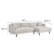 Modway 2-Piece Right-Facing Fabric Sectional Sofa with Tapered Legs in White