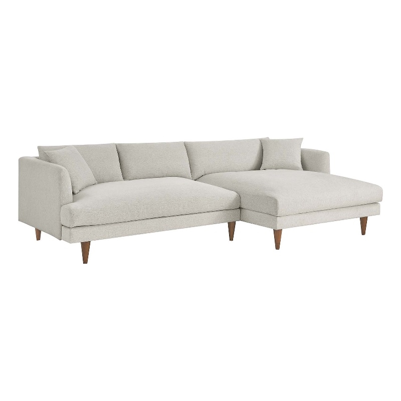 Modway 2-Piece Right-Facing Fabric Sectional Sofa with Tapered Legs in White