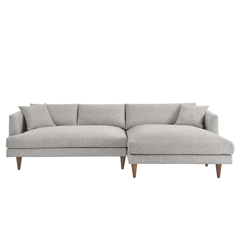 Modway 2-Piece Right-Facing Fabric Sectional Sofa with Tapered Legs in Gray