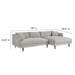 Modway 2-Piece Right-Facing Fabric Sectional Sofa with Tapered Legs in Gray