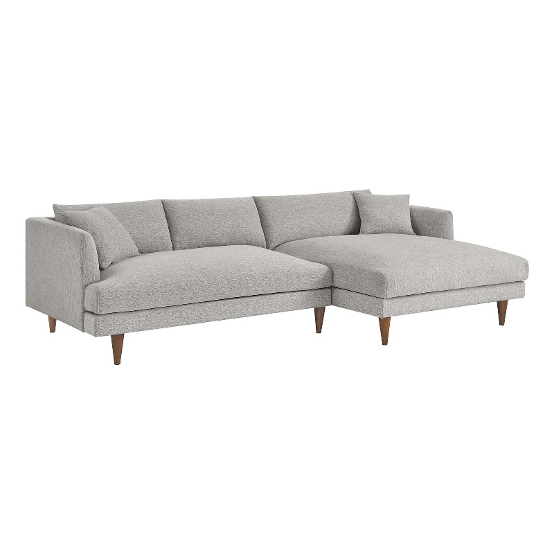 Modway 2-Piece Right-Facing Fabric Sectional Sofa with Tapered Legs in Gray