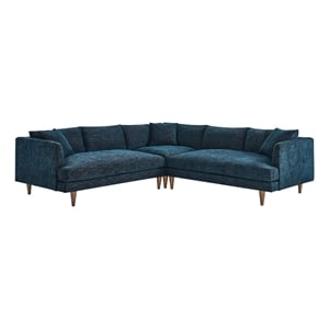 modway zoya 3-piece fabric sectional sofa in heathered weave azure