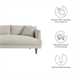 Modway Zoya 3-Piece Fabric Sectional Sofa in Heathered Weave Ivory