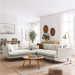 Modway Zoya 3-Piece Fabric Sectional Sofa in Heathered Weave Ivory