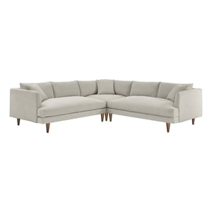 Modway Zoya 3-Piece Fabric Sectional Sofa in Heathered Weave Ivory