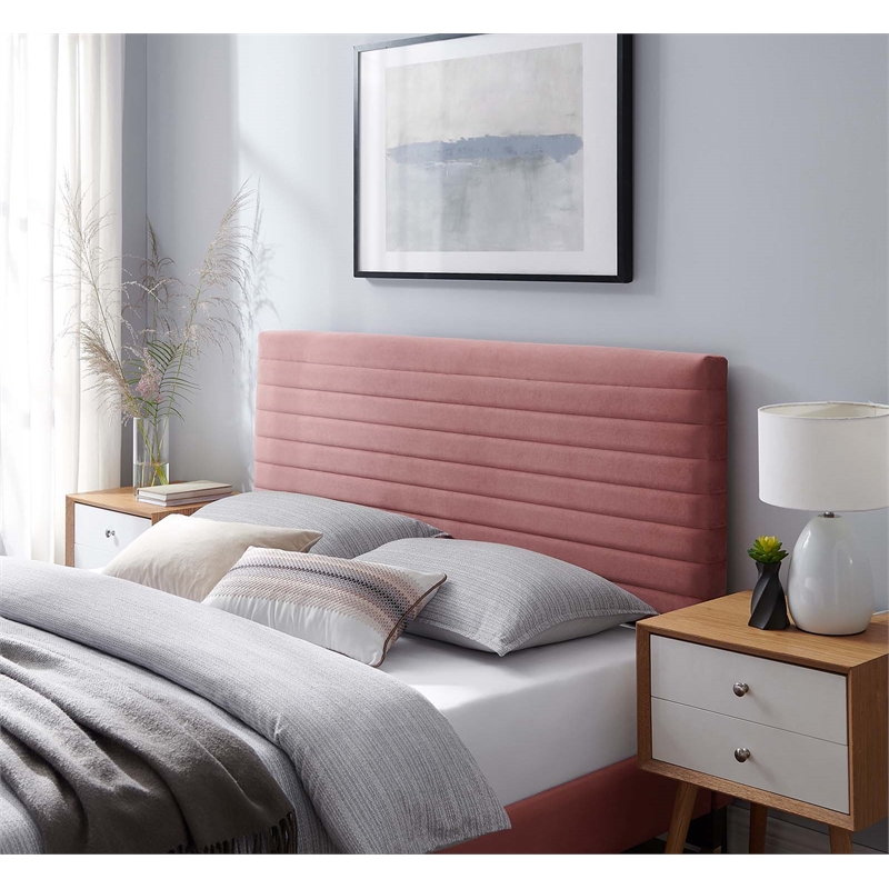 Modway Tranquil Upholstered Wood King/California King Headboard in Dusty Rose