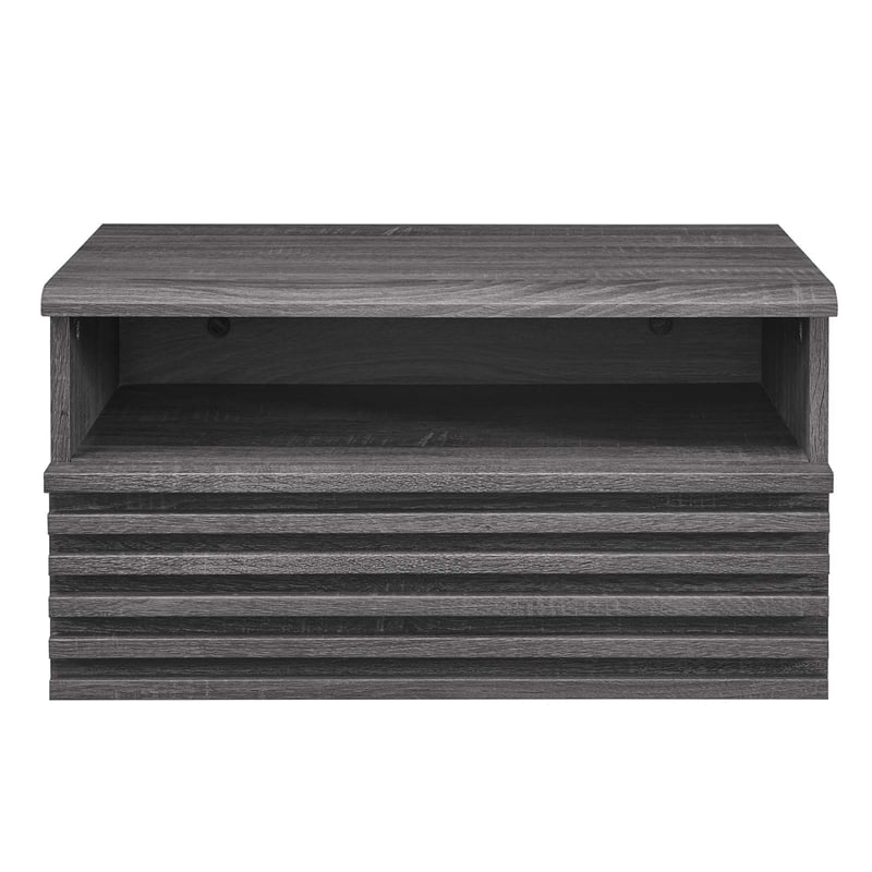 Modway Render 1-Drawer Wall-Mount Modern Wood Nightstand in Charcoal
