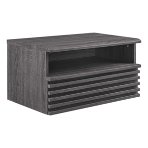 Modway Render 1-Drawer Wall-Mount Modern Wood Nightstand in Charcoal