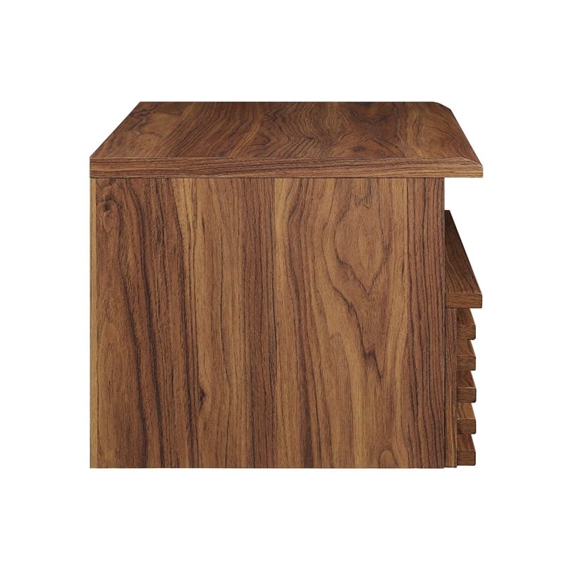 Modway Render 1-Drawer Wall-Mount Modern Wood Nightstand in Walnut