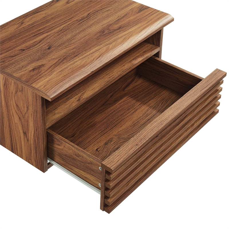 Modway Render 1-Drawer Wall-Mount Modern Wood Nightstand in Walnut