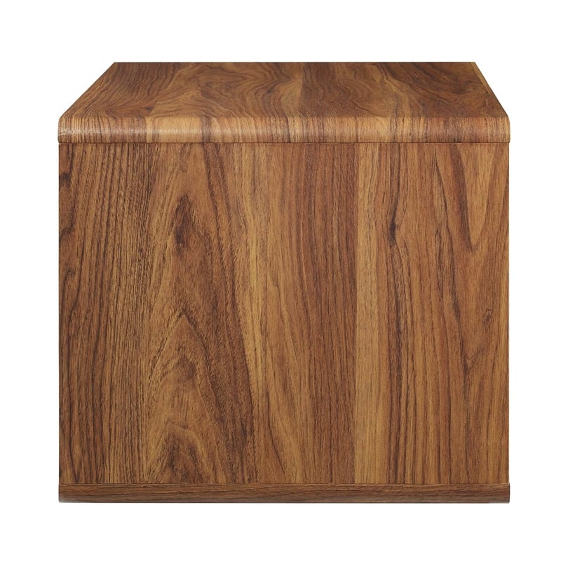 Modway Transmit 1-Shelf Wall Mount Wood & Metal Nightstand in Walnut/White