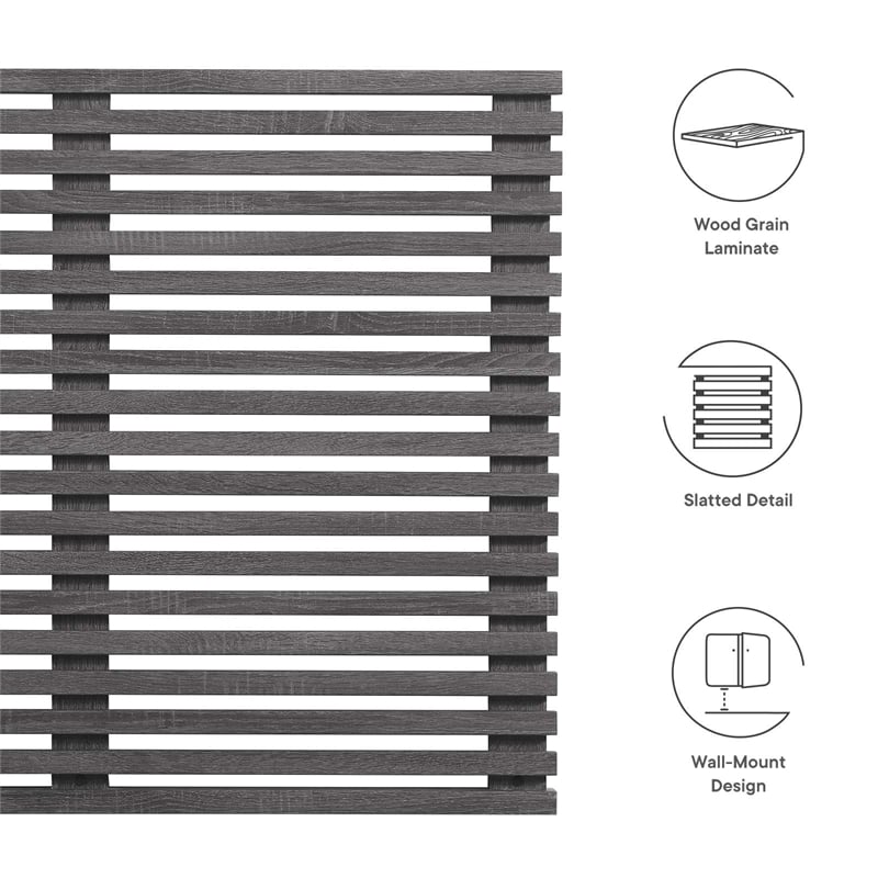 Modway Render Wall Mount Modern Wood Twin Headboard in Charcoal