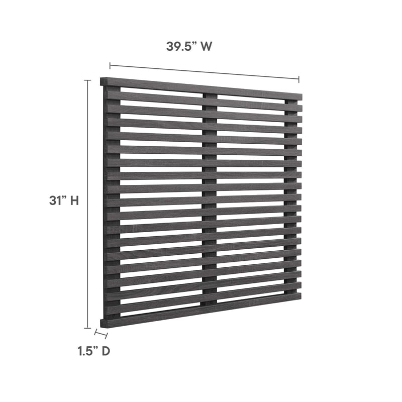 Modway Render Wall Mount Modern Wood Twin Headboard in Charcoal