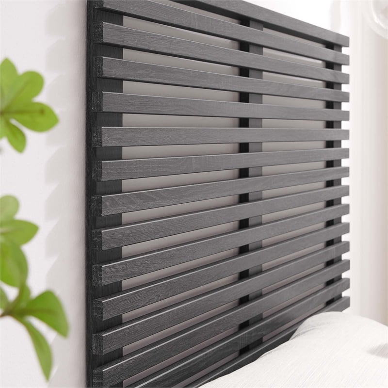 Modway Render Wall Mount Modern Wood Twin Headboard in Charcoal