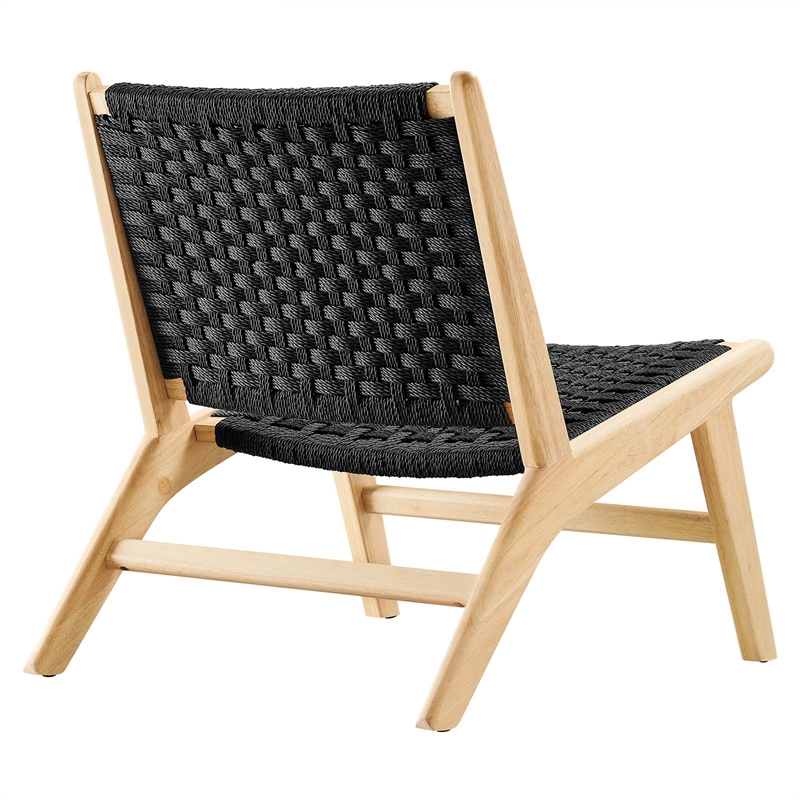 Modway Saoirse Woven Rope & Wood Accent Lounge Chair in Natural and Black