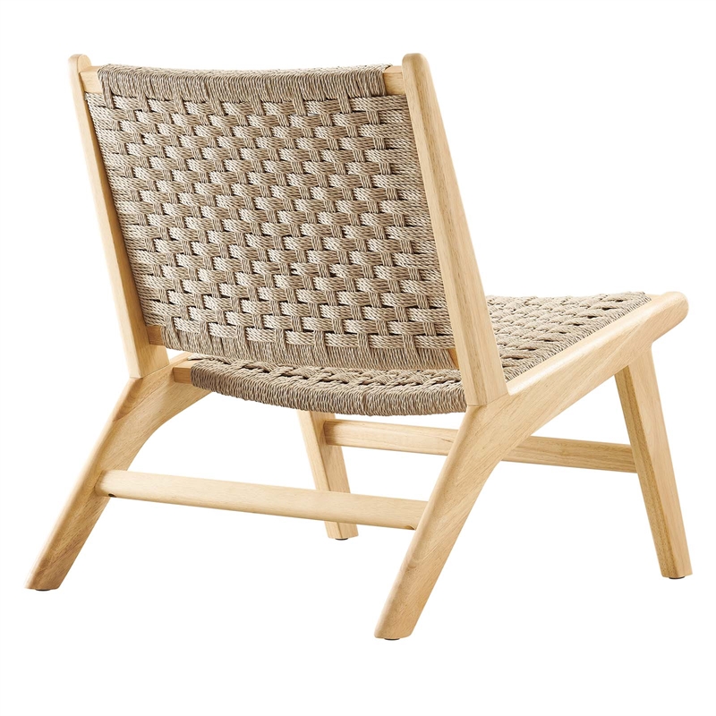 Modway Saoirse Woven Rope & Wood Accent Lounge Chair in Brown/Natural
