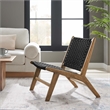 Modway Saoirse Woven Rope & Wood Accent Lounge Chair in Black and Walnut