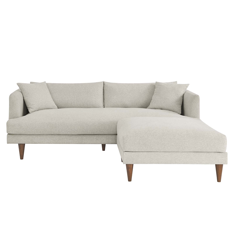 Modway Zoya Fabric Sofa and Ottoman Set in Heathered Weave Ivory