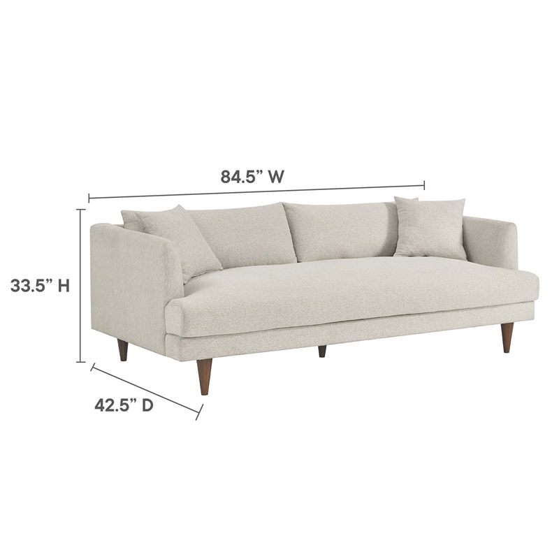 Modway Zoya Fabric Sofa and Ottoman Set in Heathered Weave Ivory
