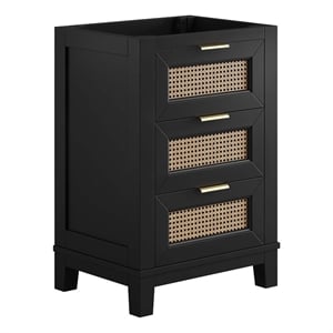 Modway Dixie 24&quot Solid Wood Bathroom Vanity Cabinet with Tapered Legs in Black