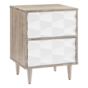 Modway Vespera 2-Drawer Wood Nightstand with Tapered Legs in Oak/White