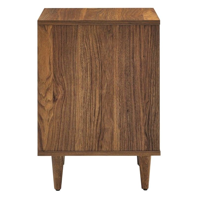 Modway Vespera 2-Drawer Wood Nightstand with Tapered Legs in Walnut