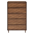 Modway Vespera Contemporary Modern Wood Storage 5-Drawer Chest in Walnut
