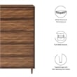 Modway Vespera Contemporary Modern Wood Storage 5-Drawer Chest in Walnut