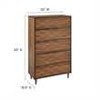 Modway Vespera Contemporary Modern Wood Storage 5-Drawer Chest in Walnut