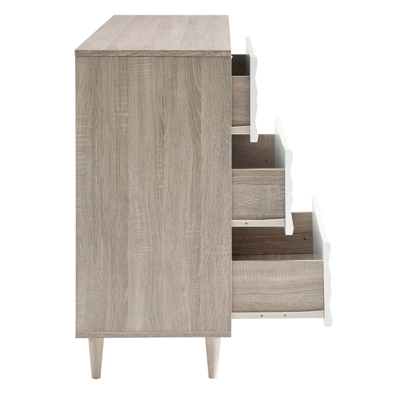 Modway Vespera Mindi Wood 6-Drawers Bedroom Dresser in Oak White