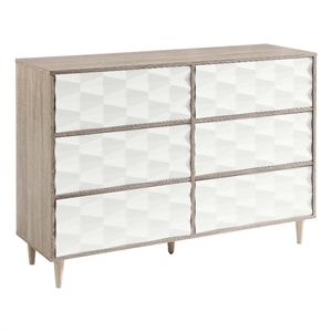 Modway Vespera Mindi Wood 6-Drawers Bedroom Dresser in Oak White