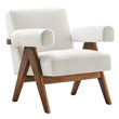 Modway Lyra Upholstered Modern Boucle Fabric Armchair in Ivory (Set of 2)