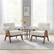 Modway Lyra Upholstered Modern Boucle Fabric Armchair in Ivory (Set of 2)