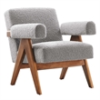 Modway Lyra Upholstered Modern Boucle Fabric Armchair in Light Gray (Set of 2)