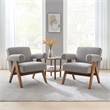 Modway Lyra Upholstered Modern Boucle Fabric Armchair in Light Gray (Set of 2)