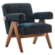 Modway Lyra Upholstered Modern Heathered Fabric Armchair in Azure (Set of 2)
