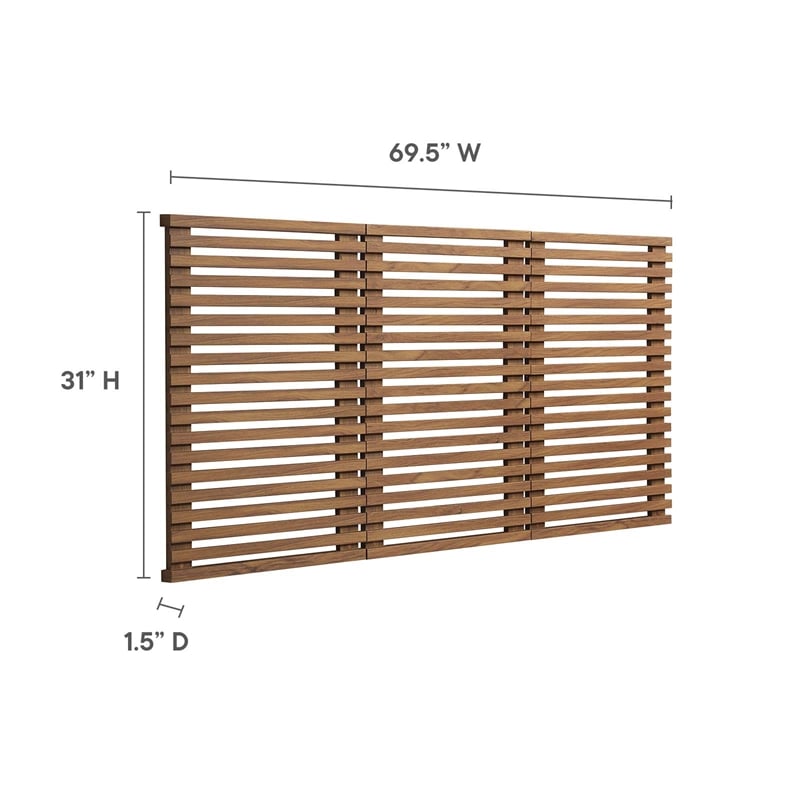 Modway Render Wall Mount Modern Wood Queen Headboard in Walnut