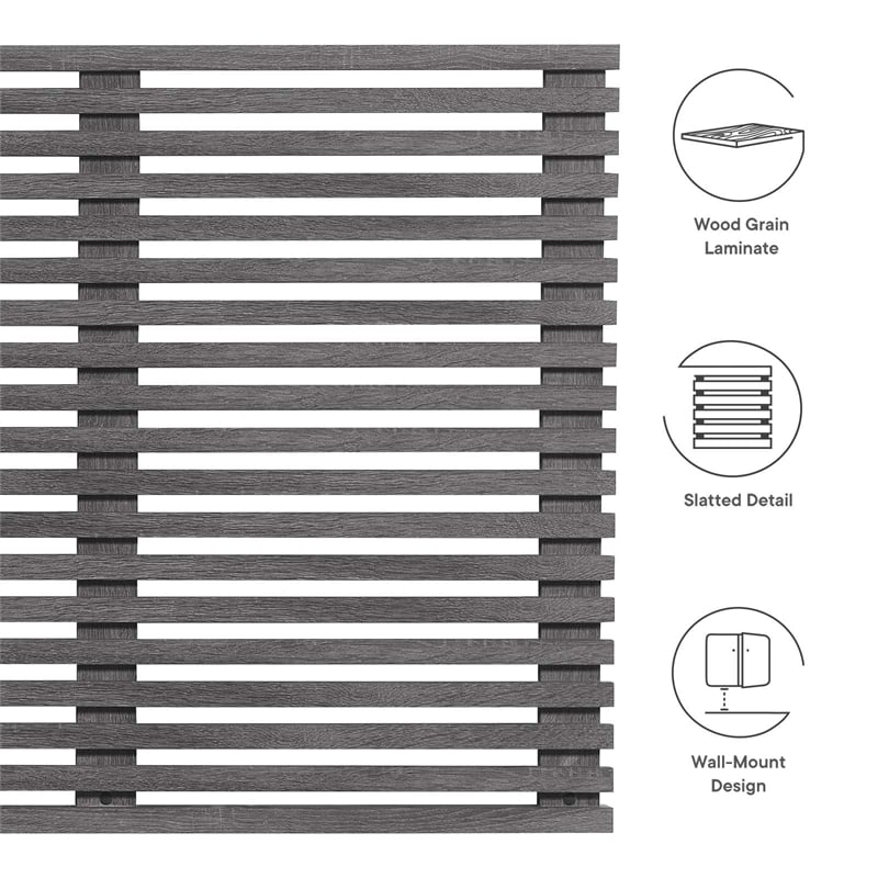 Modway Render Wall Mount Modern Wood King Headboard in Charcoal