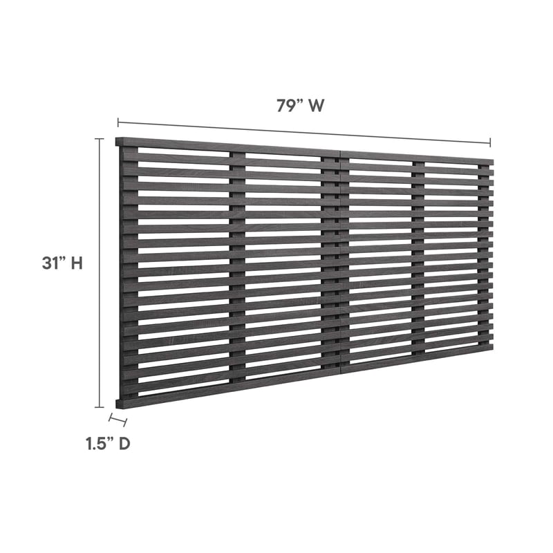 Modway Render Wall Mount Modern Wood King Headboard in Charcoal