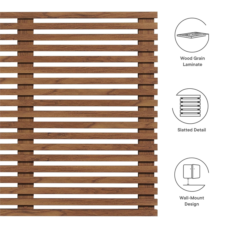 Modway Render Wall Mount Modern Wood King Headboard in Walnut