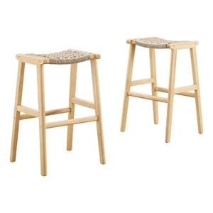 Modway Saoirse 29.5&quot Fabric & Wood Bar Stool in Natural (Set of 2)