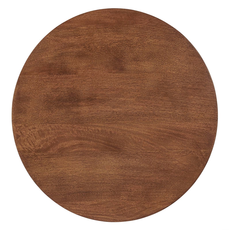 Modway Lina Round Wood Side Table with Tapered Pedestal Base in Walnut