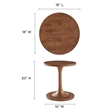 Modway Lina Round Wood Side Table with Tapered Pedestal Base in Walnut