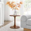 Modway Lina Round Wood Side Table with Tapered Pedestal Base in Walnut