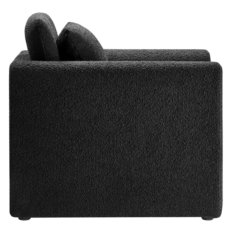 Modway Waverly Upholstered Modern Boucle Fabric Armchair in Black