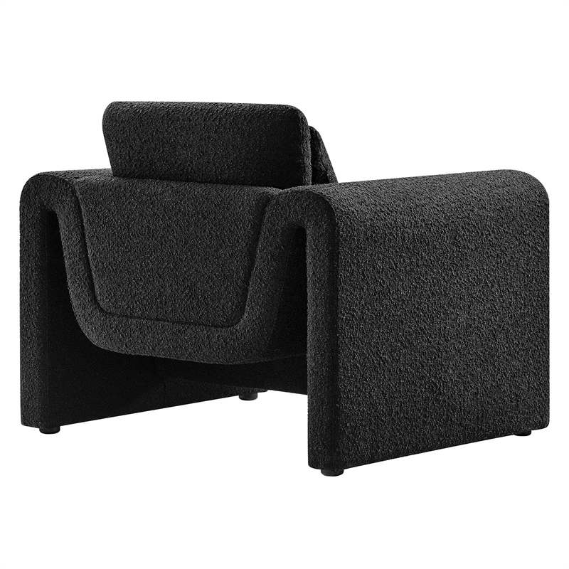Modway Waverly Upholstered Modern Boucle Fabric Armchair in Black