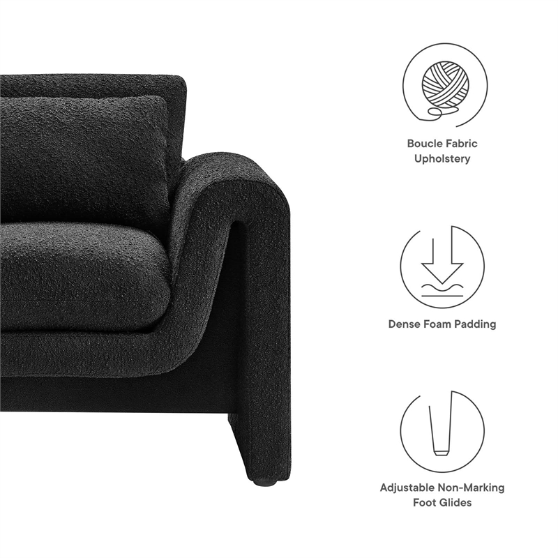 Modway Waverly Upholstered Modern Boucle Fabric Armchair in Black