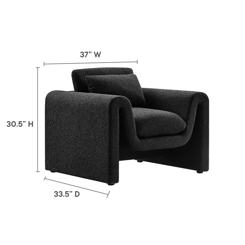 Modway Waverly Upholstered Modern Boucle Fabric Armchair in Black