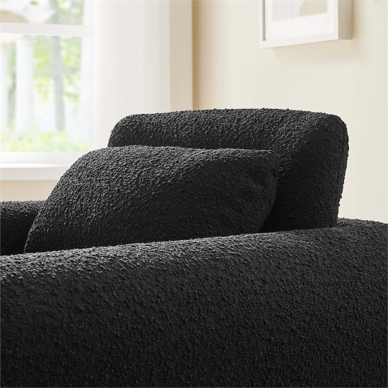 Modway Waverly Upholstered Modern Boucle Fabric Armchair in Black